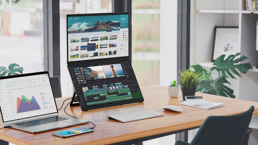 Stack Dual Screen Folding Monitors Setup