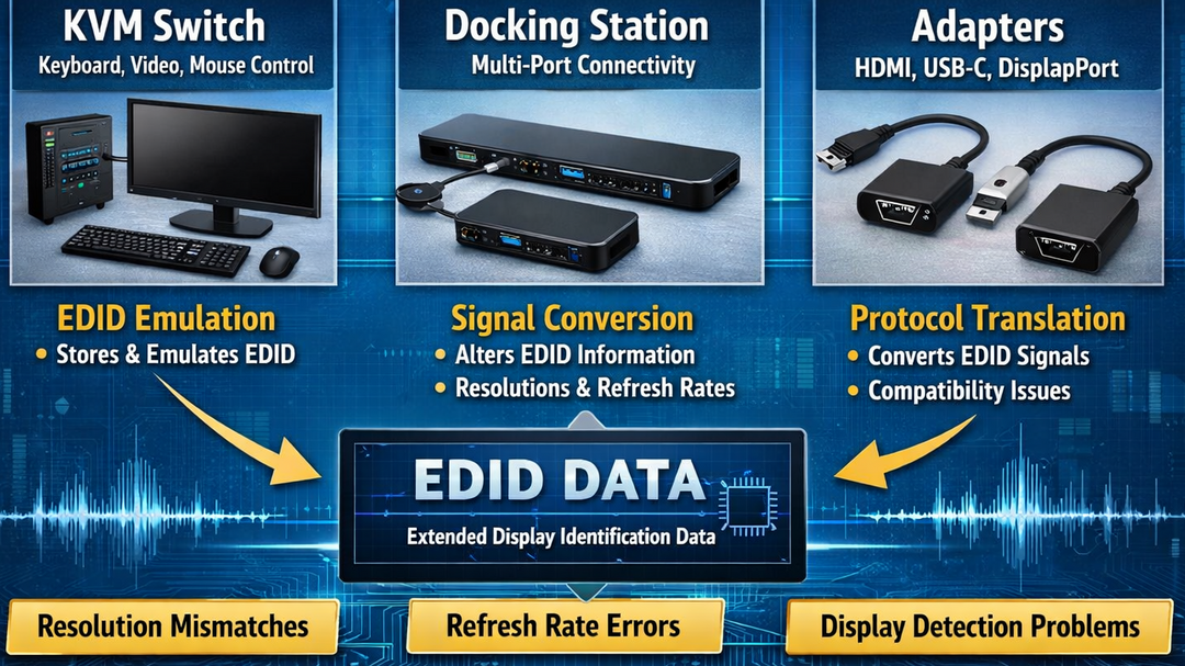 How KVM, Docking Stations, and Adapters Affect EDID Data