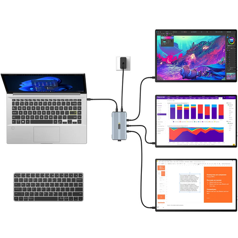 UHub Power X3 - Type-C 3-in-1 Docking Station Triple 4K@60Hz Monitor Hub for Windows