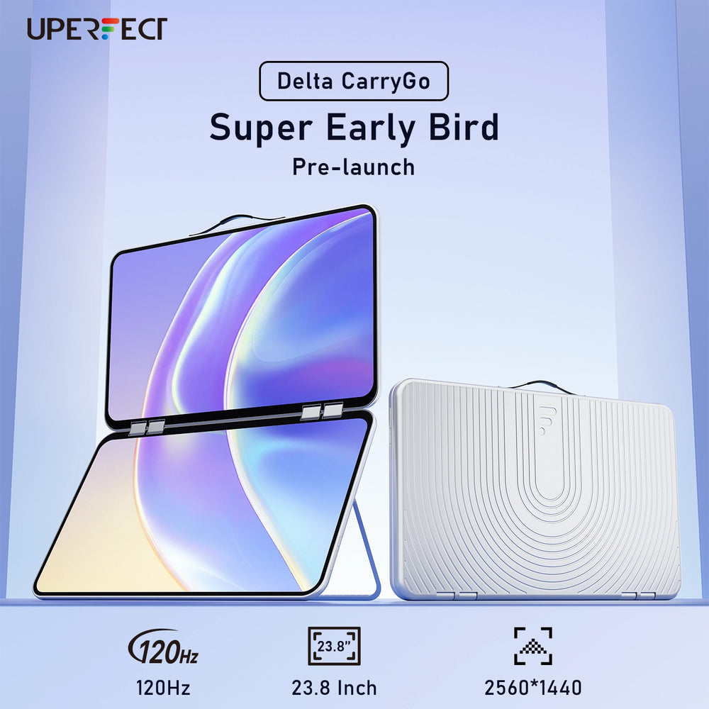 Pre-launch  Delta CarryGo - 23.8 Inch 2K Suitcase Stacked Monitor 120Hz Desktop Display UPERFECT