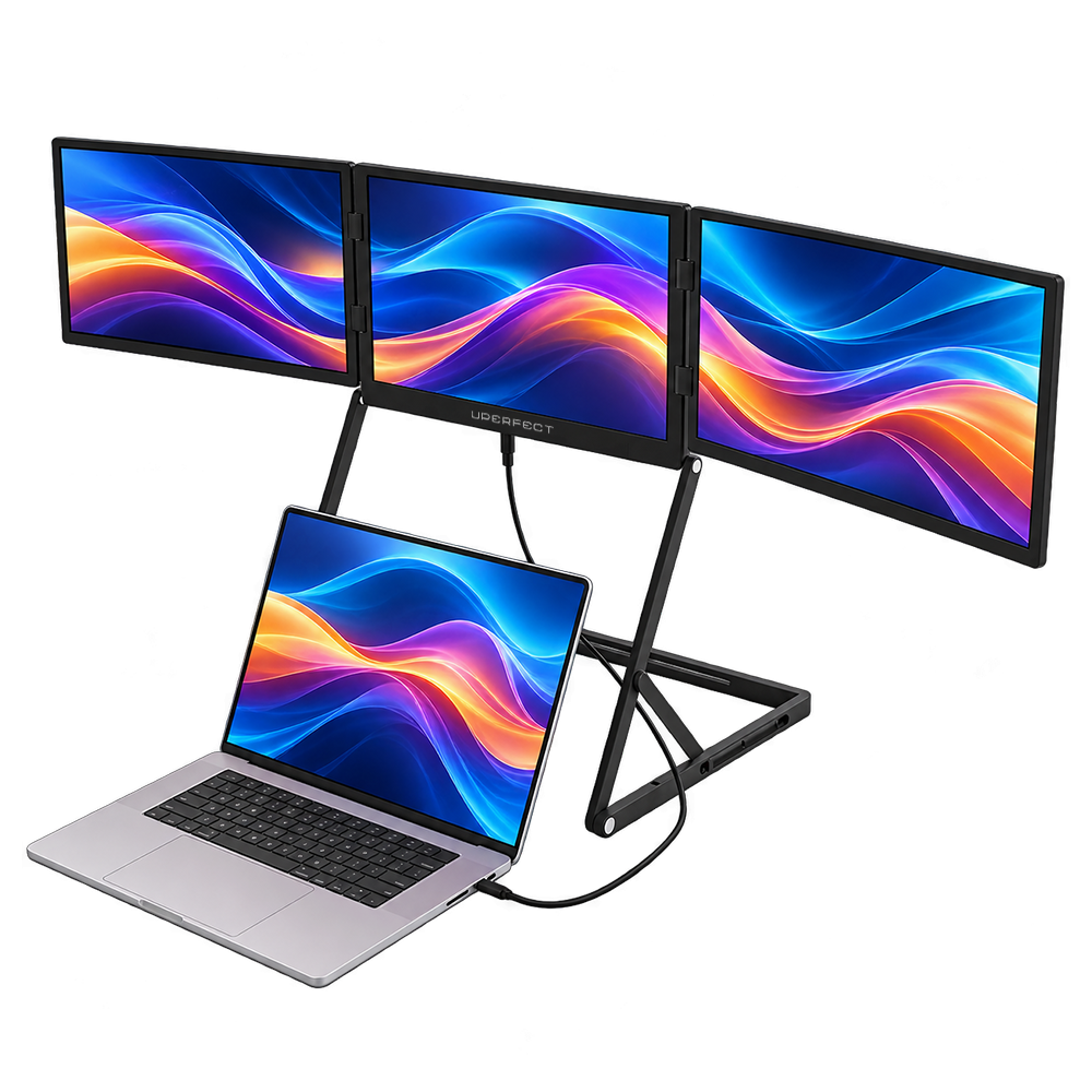 UPERFECT 16" 2K Laptop Triple Screen Extender Quad Portable Monitor Foldable Display