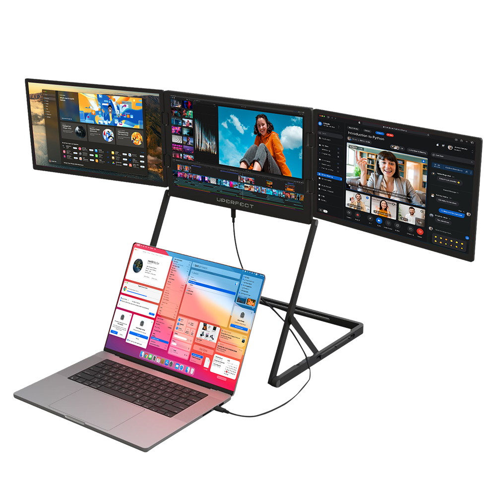 UPERFECT 16" 2K Laptop Triple Screen Extender Quad Portable Monitor Foldable Display