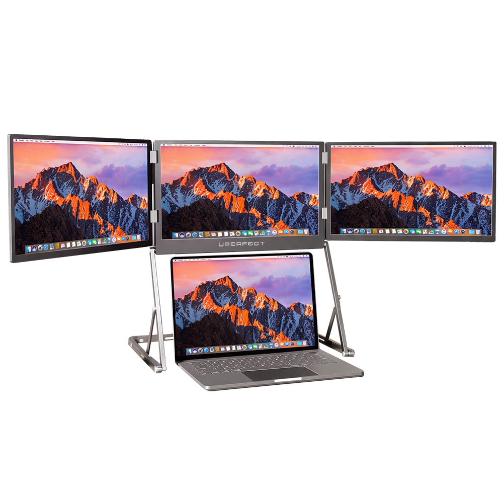 UPERFECT 16" 2K Laptop Triple Screen Extender Quad Portable Monitor Foldable Display